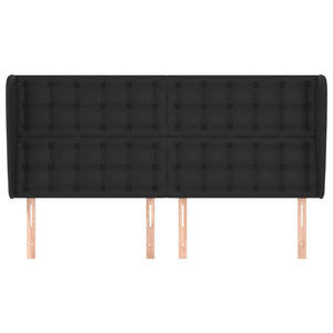 Kopfteil mit Ohren Schwarz 183x23x118/128 cm Kunstleder