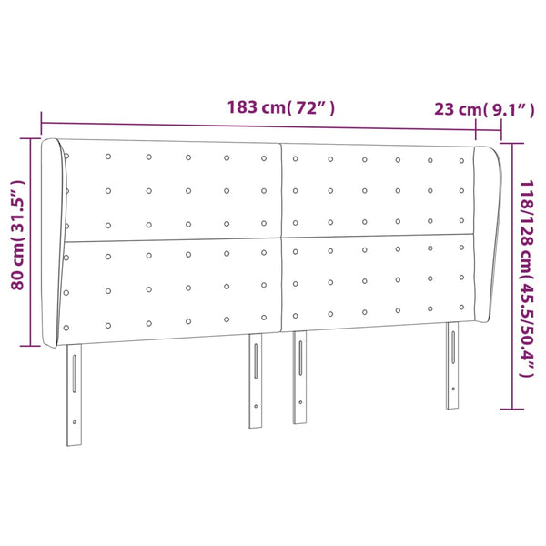 Kopfteil mit Ohren Creme 183x23x118/128 cm Kunstleder