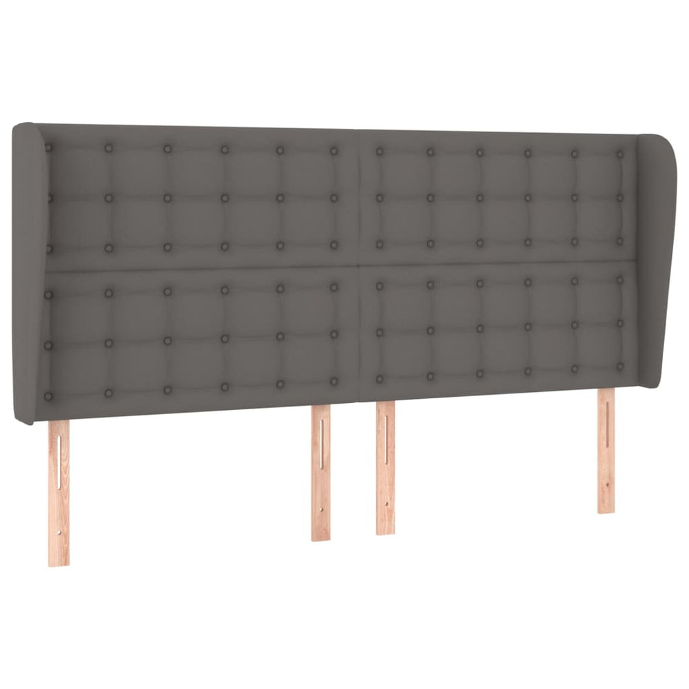 Kopfteil mit Ohren Grau 203x23x118/128 cm Kunstleder