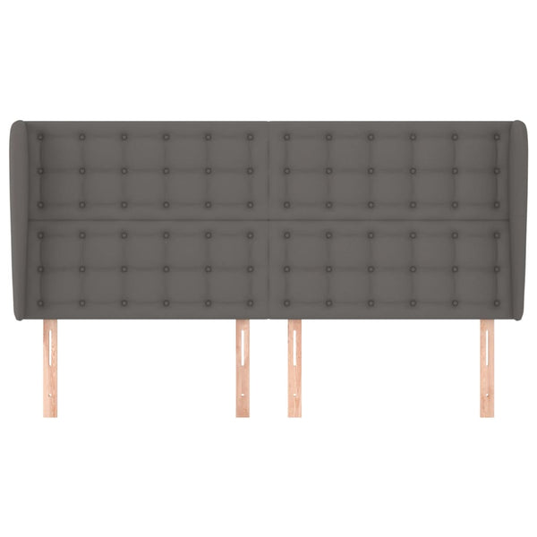Kopfteil mit Ohren Grau 203x23x118/128 cm Kunstleder