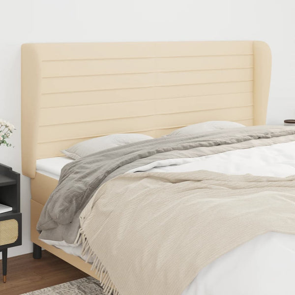 vidaXL Wingback Headboard Cream 183x23x118/128 cm Fabric