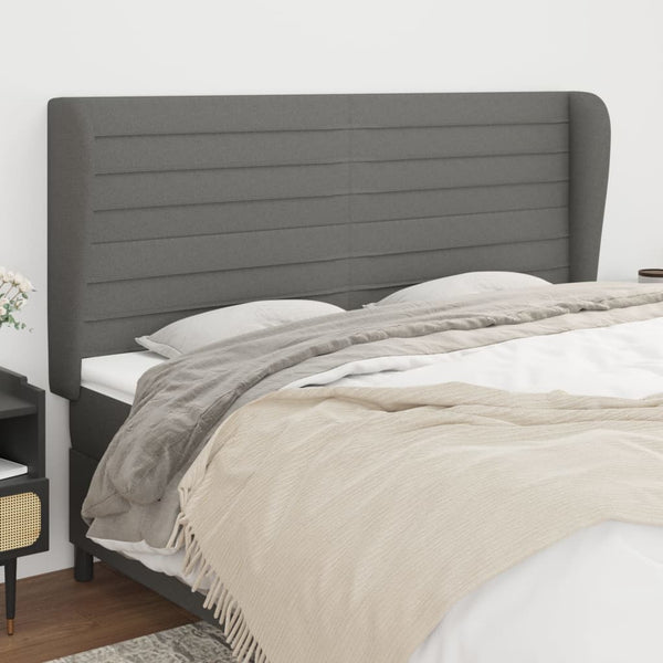 vidaXL Wingback Headboard Dark Gray 203x23x118/128 cm Fabric