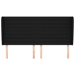 vidaXL Headboard with Wings Black 203x23x118/128 cm Fabric