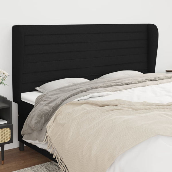 vidaXL Headboard with Wings Black 203x23x118/128 cm Fabric