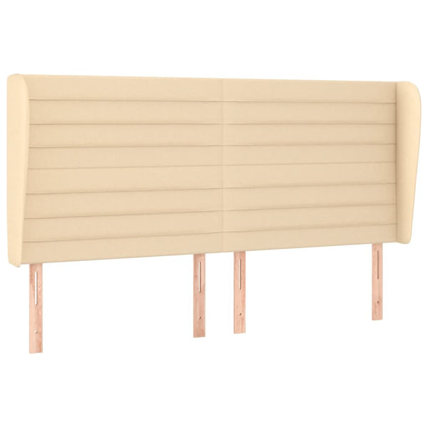 vidaXL Tufted Headboard Cream 203x23x118/128 cm Fabric