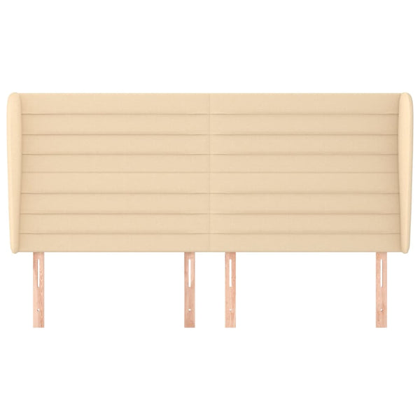 vidaXL Tufted Headboard Cream 203x23x118/128 cm Fabric