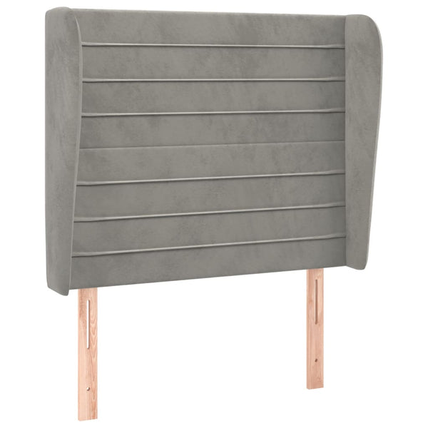 vidaXL Wingback Headboard Light Grey 83x23x118/128 cm Velvet