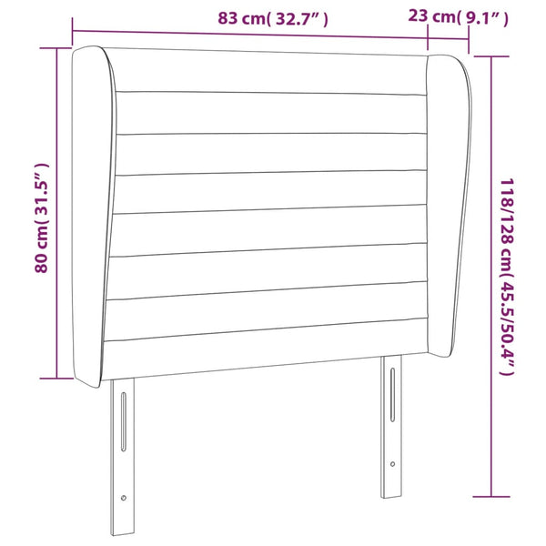 vidaXL Wingback Headboard Light Grey 83x23x118/128 cm Velvet