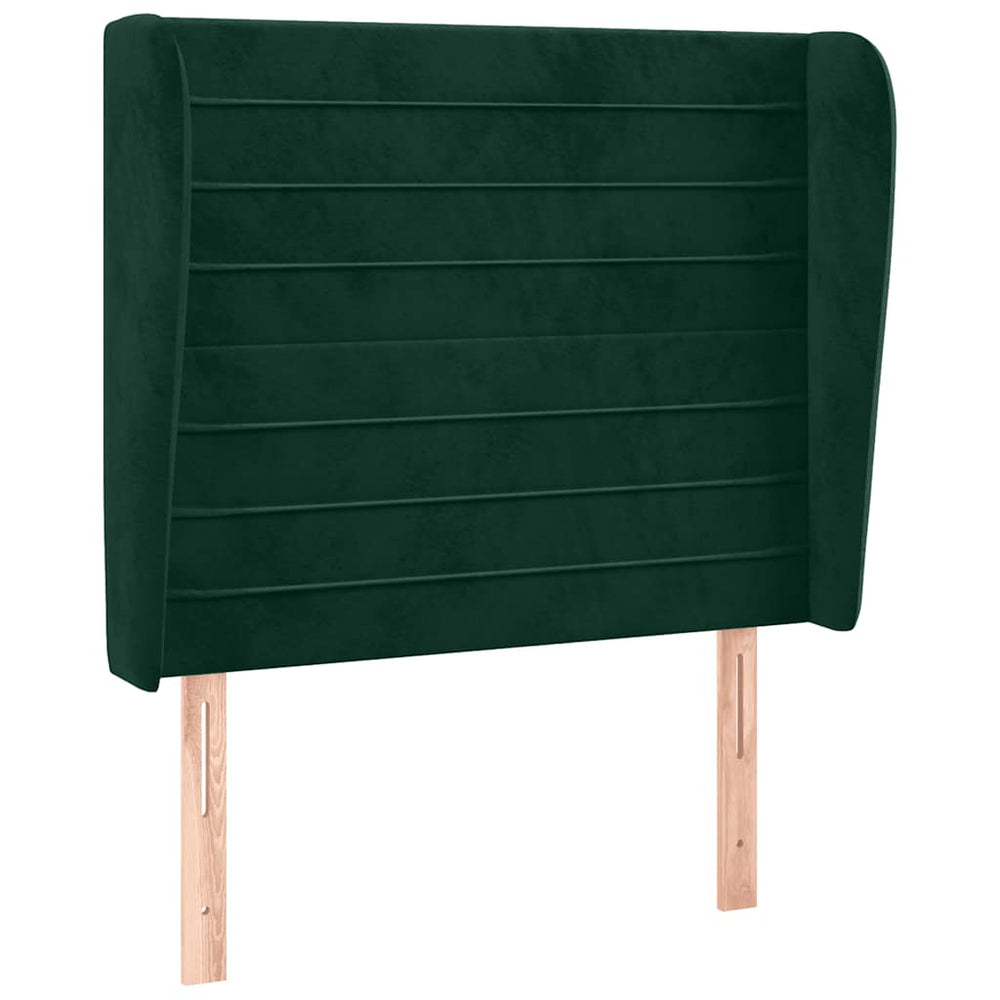 vidaXL Tufted Headboard with Wings Dark Green 83x23x118/128 cm Velvet