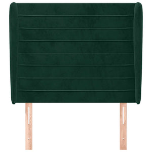 vidaXL Tufted Headboard with Wings Dark Green 83x23x118/128 cm Velvet