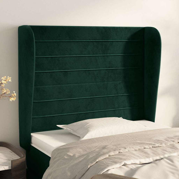 vidaXL Tufted Headboard with Wings Dark Green 83x23x118/128 cm Velvet