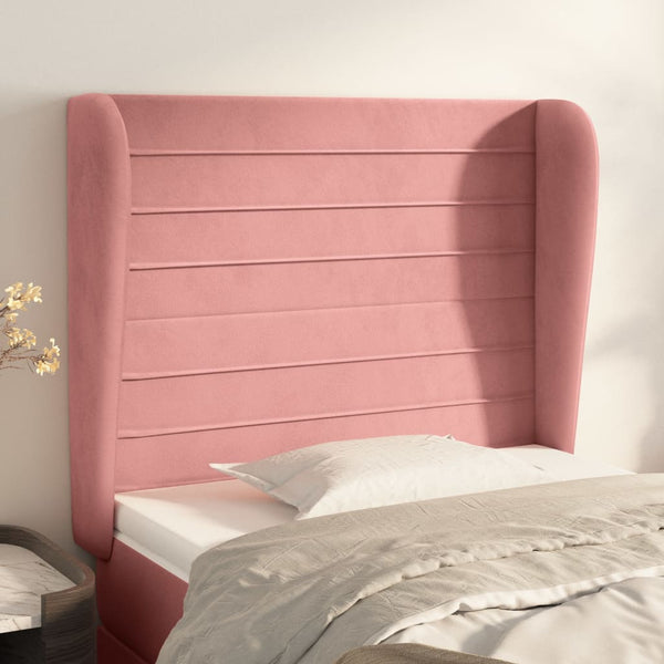 vidaXL Wingback Headboard Pink 93x23x118/128 cm Velvet