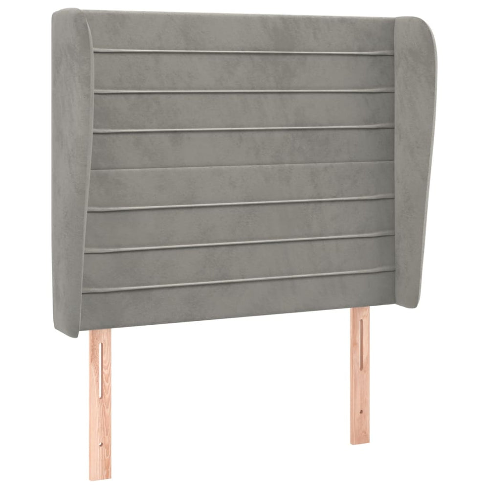 vidaXL Wingback Headboard Light Grey 103x23x118/128 cm Velvet