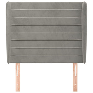 vidaXL Wingback Headboard Light Grey 103x23x118/128 cm Velvet