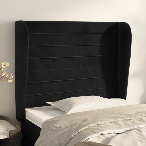 vidaXL Wingback Headboard Black 103x23x118/128 cm Velvet