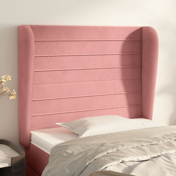 vidaXL Wingback Headboard Pink 103x23x118/128 cm Velvet