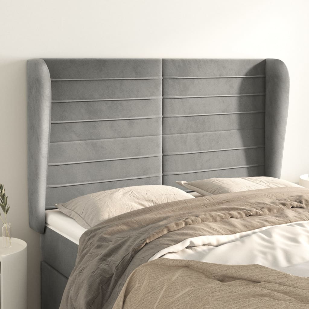 vidaXL Tufted Headboard Light Gray 147x23x118/128 cm Velvet