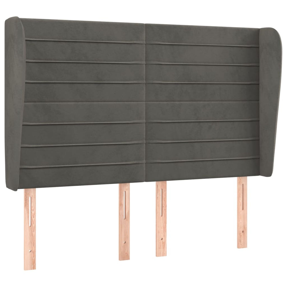 vidaXL Wingback Headboard Dark Grey 147x23x118/128 cm Velvet