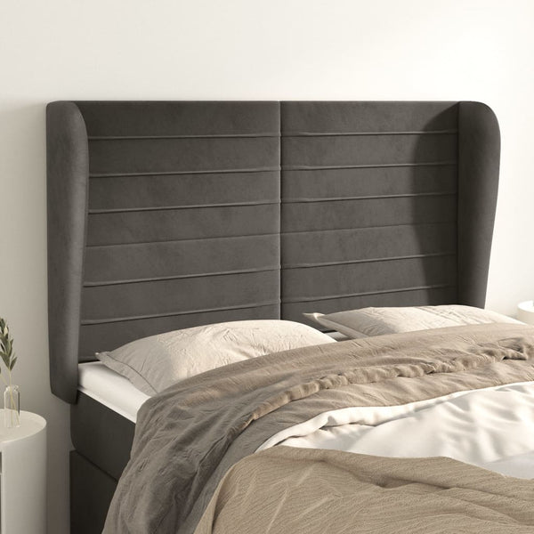 vidaXL Wingback Headboard Dark Grey 147x23x118/128 cm Velvet