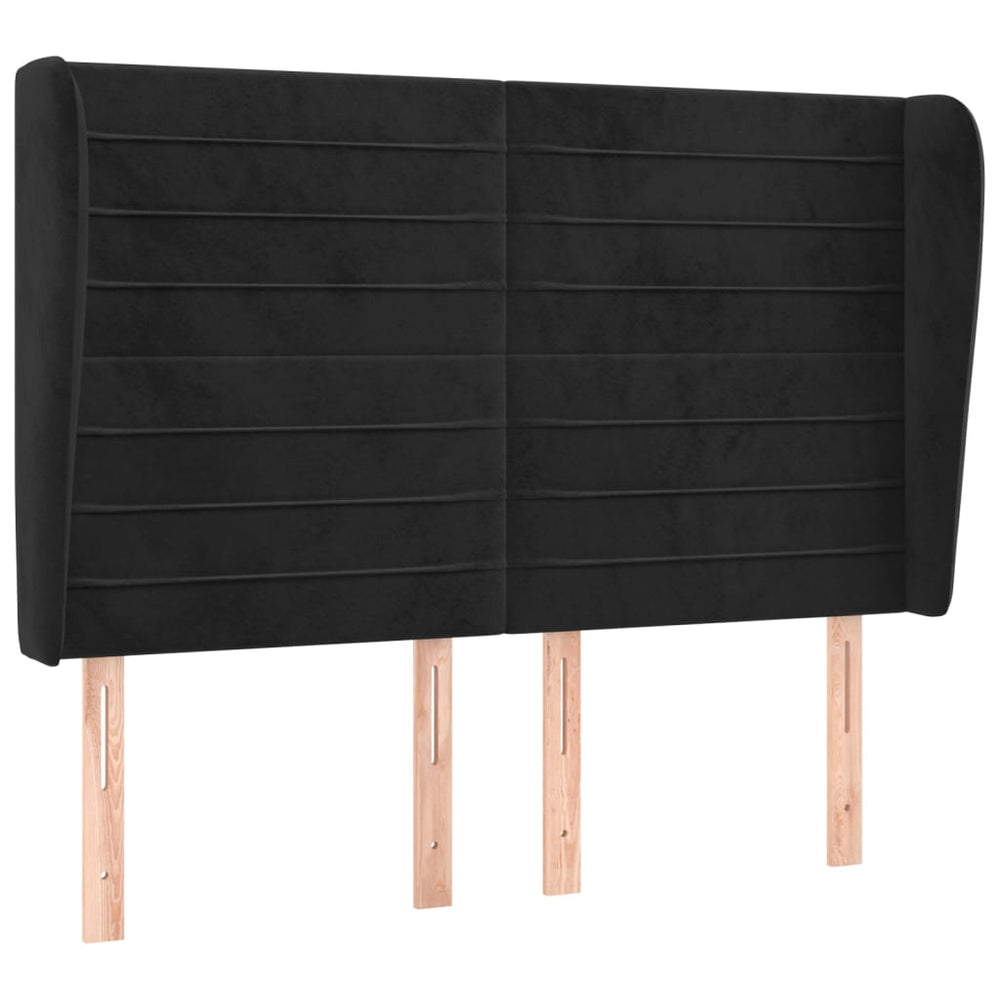 vidaXL Wingback Headboard Black 147x23x118/128 cm Velvet