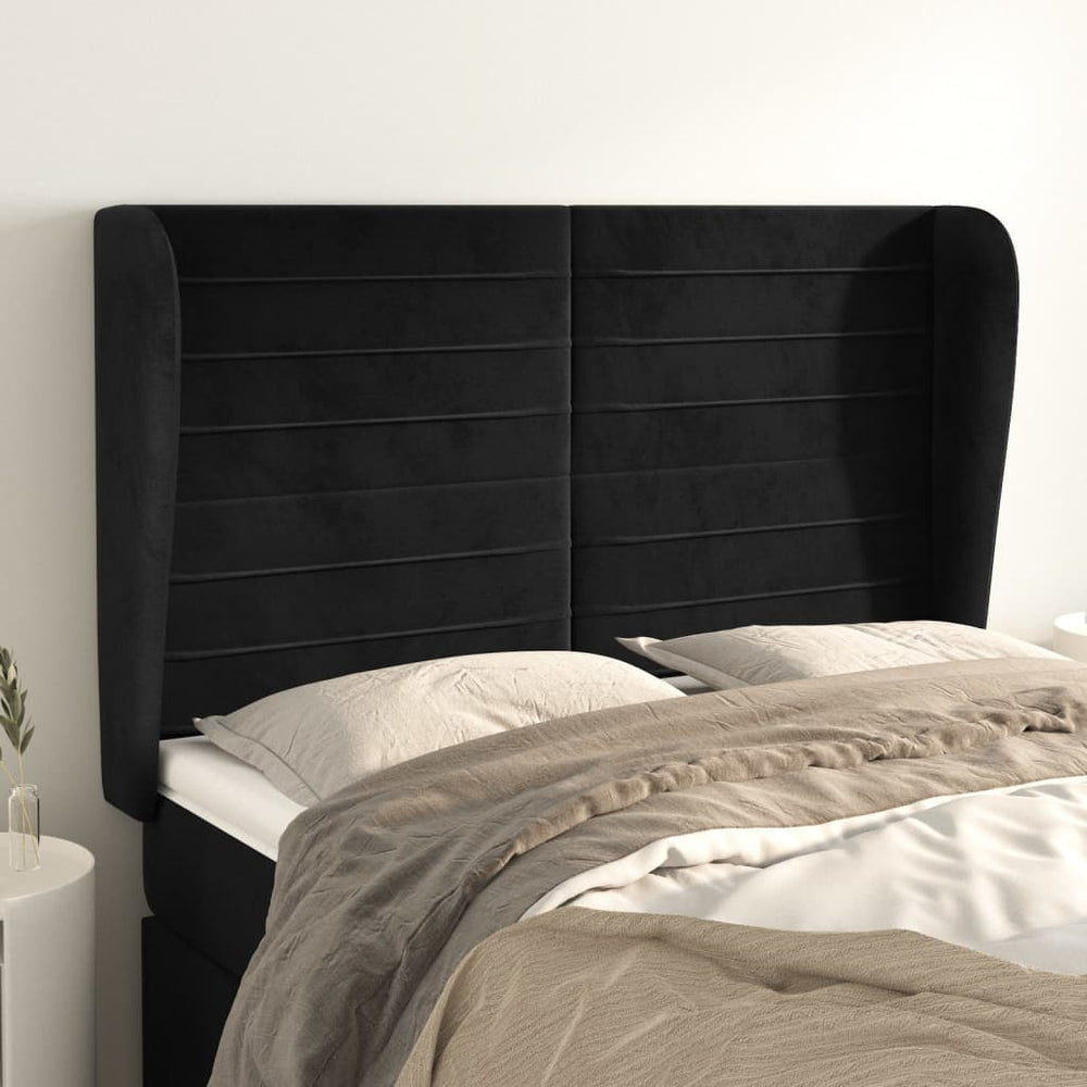 vidaXL Wingback Headboard Black 147x23x118/128 cm Velvet