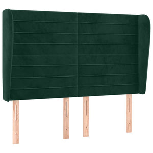 vidaXL Tufted Headboard with Wings Dark Green 147x23x118/128 cm Velvet
