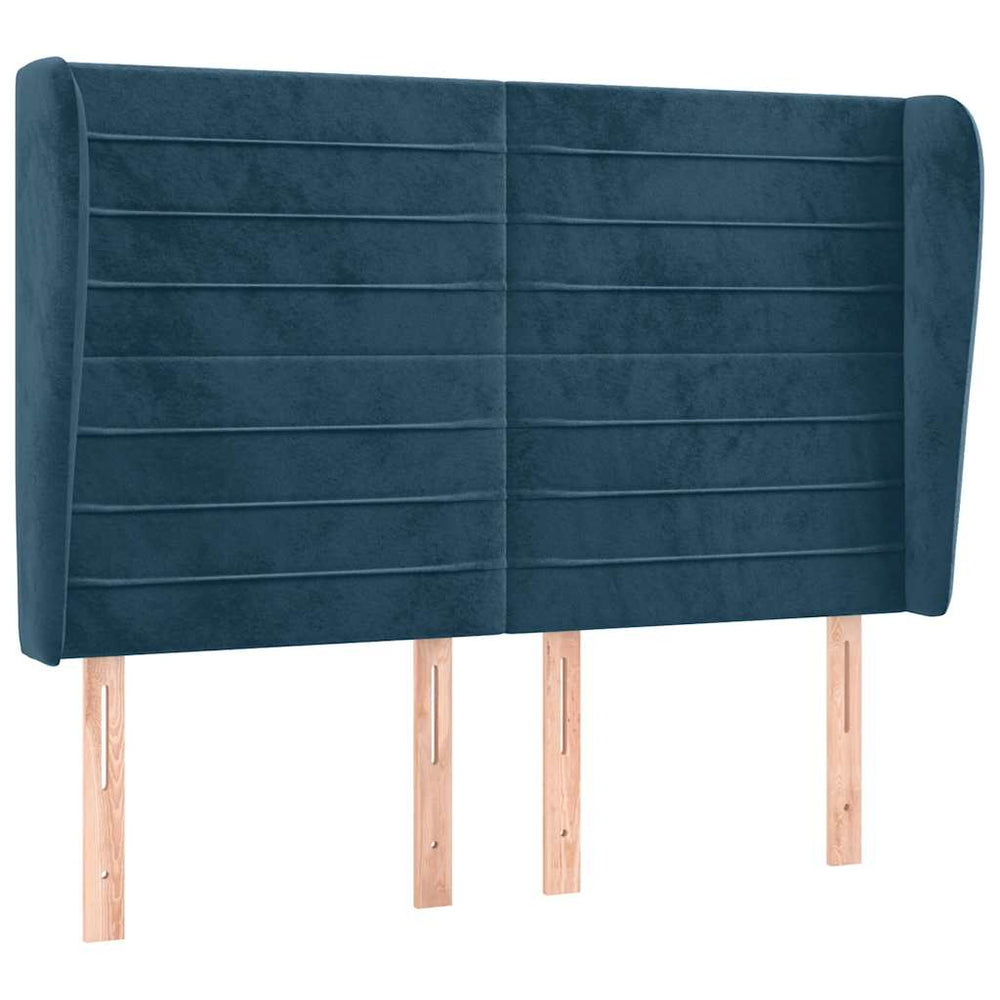 vidaXL Wingback Headboard Dark Blue 147x23x118/128 cm Velvet