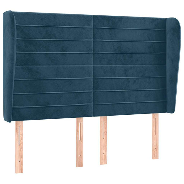 vidaXL Wingback Headboard Dark Blue 147x23x118/128 cm Velvet