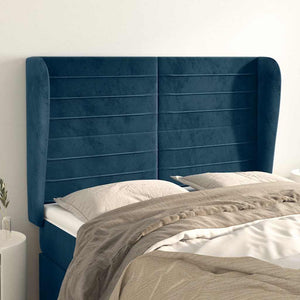 vidaXL Wingback Headboard Dark Blue 147x23x118/128 cm Velvet