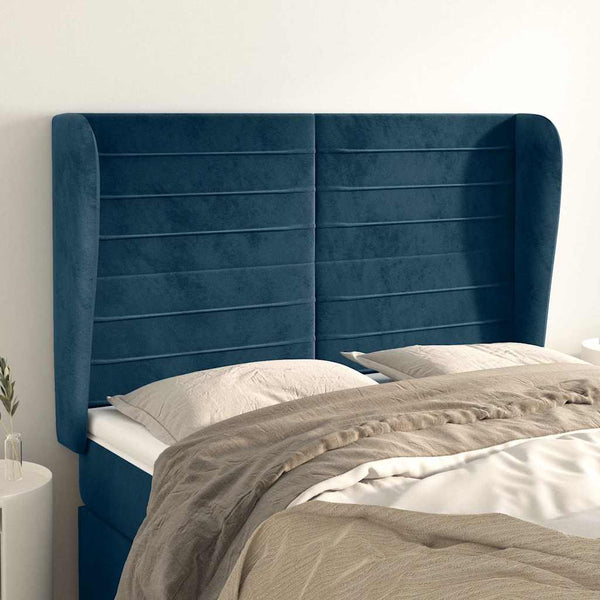 vidaXL Wingback Headboard Dark Blue 147x23x118/128 cm Velvet