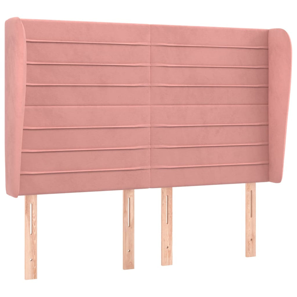 vidaXL Wingback Headboard Pink 147x23x118/128 cm Velvet