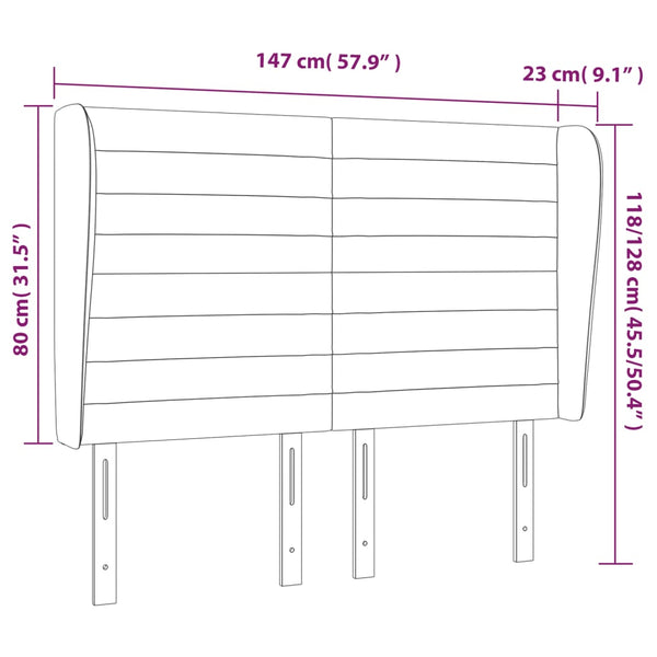 vidaXL Wingback Headboard Pink 147x23x118/128 cm Velvet