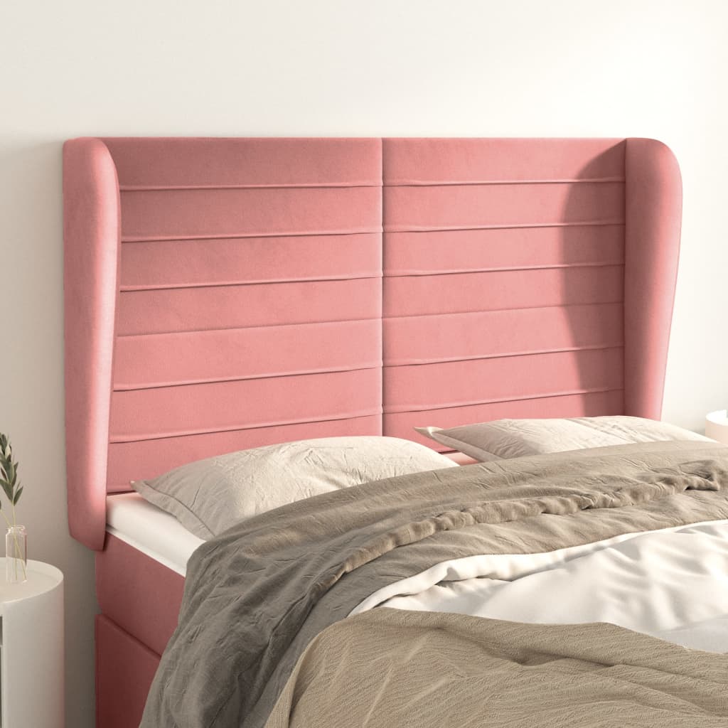 vidaXL Wingback Headboard Pink 147x23x118/128 cm Velvet