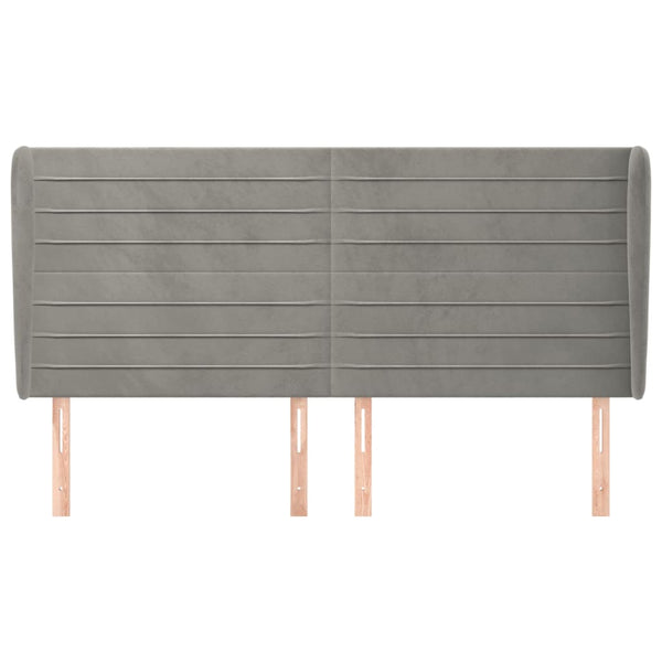 vidaXL Wingback Headboard Light Grey 163x23x118/128 cm Velvet