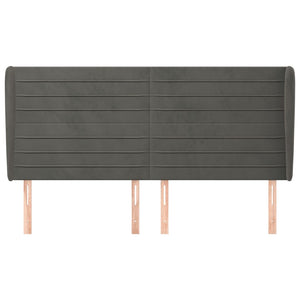 vidaXL Wingback Headboard Dark Gray 163x23x118/128 cm Velvet