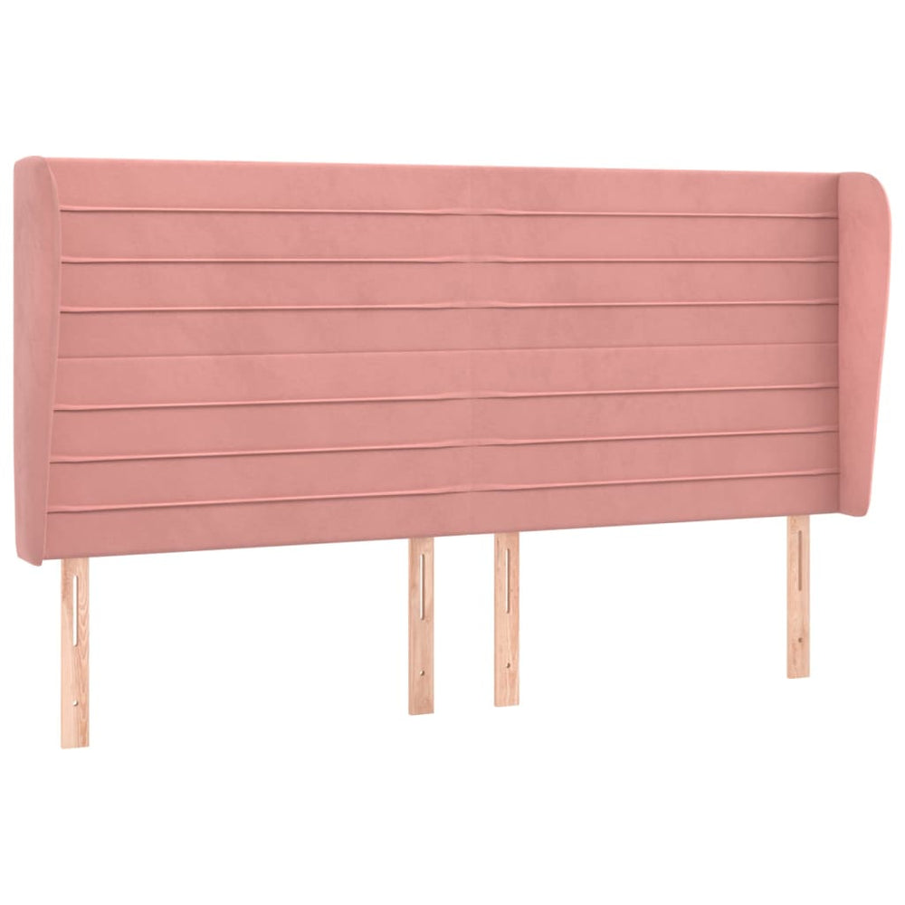 vidaXL Wingback Headboard Pink 163x23x118/128 cm Velvet