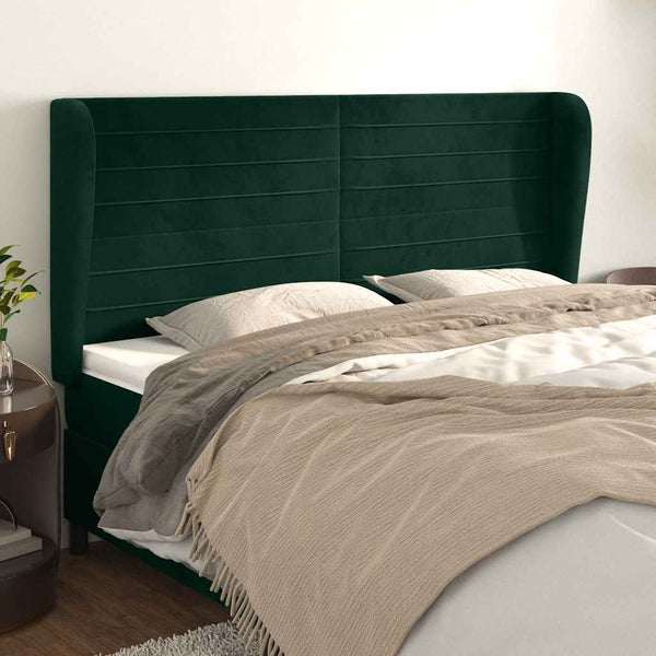 vidaXL Wingback Headboard Dark Green 183x23x118/128 cm Velvet