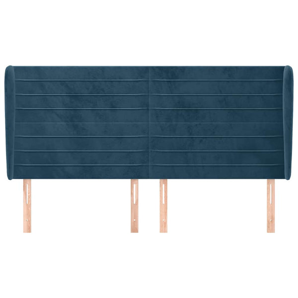 vidaXL Wingback Headboard Dark Blue 183x23x118/128 cm Velvet