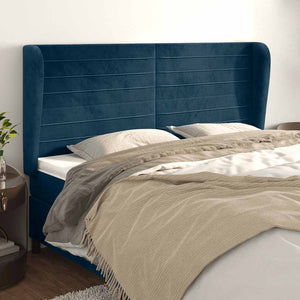 vidaXL Wingback Headboard Dark Blue 183x23x118/128 cm Velvet