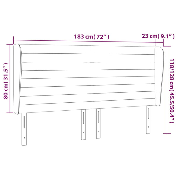 vidaXL Wingback Headboard Pink 183x23x118/128 cm Velvet