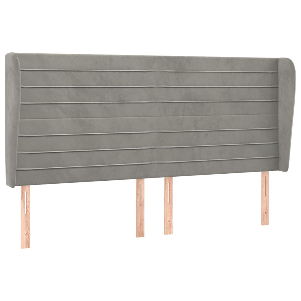 vidaXL Wingback Headboard Light Grey 203x23x118/128 cm Velvet
