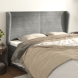 vidaXL Wingback Headboard Light Grey 203x23x118/128 cm Velvet