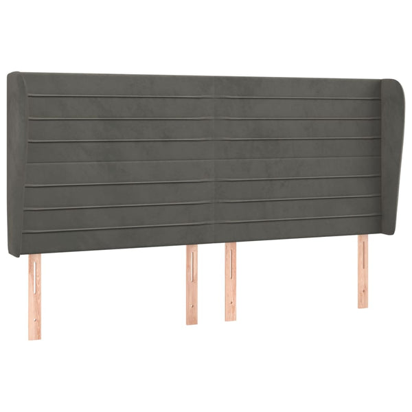 vidaXL Wingback Headboard Dark Grey 203x23x118/128 cm Velvet