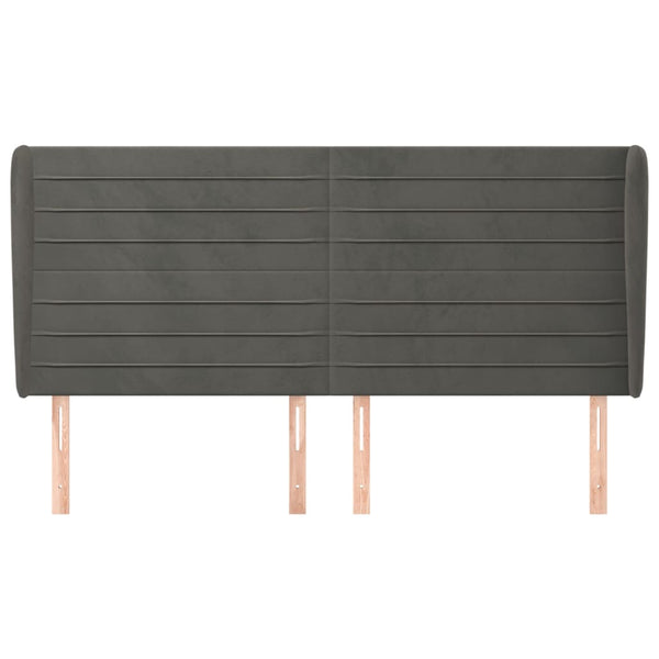 vidaXL Wingback Headboard Dark Grey 203x23x118/128 cm Velvet