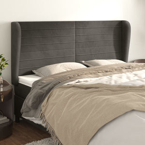 vidaXL Wingback Headboard Dark Grey 203x23x118/128 cm Velvet