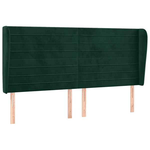 vidaXL Wingback Headboard Dark Green 203x23x118/128 cm Velvet