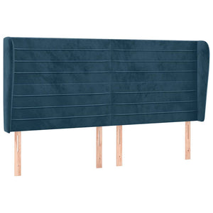 vidaXL Wingback Headboard Dark Blue 203x23x118/128 cm Velvet