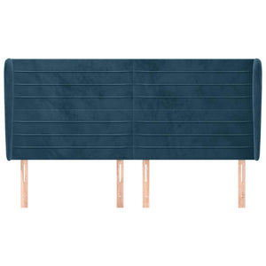 vidaXL Wingback Headboard Dark Blue 203x23x118/128 cm Velvet