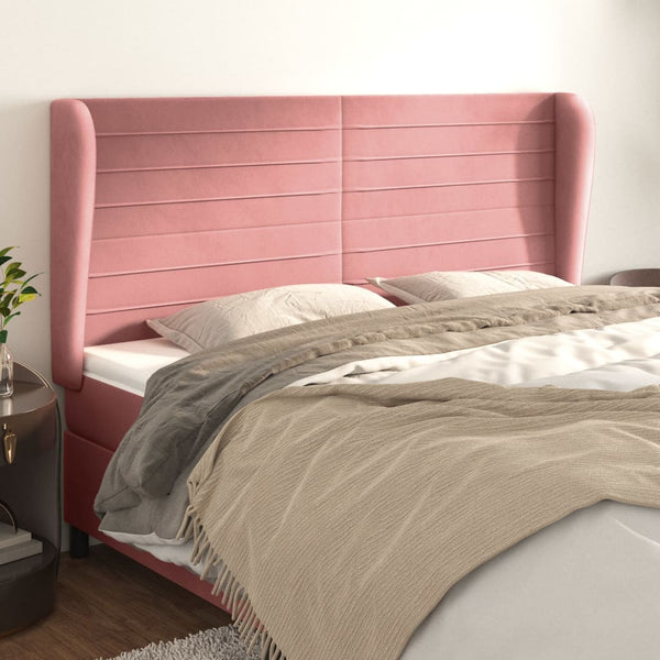 vidaXL Wingback Headboard Pink 203x23x118/128 cm Velvet
