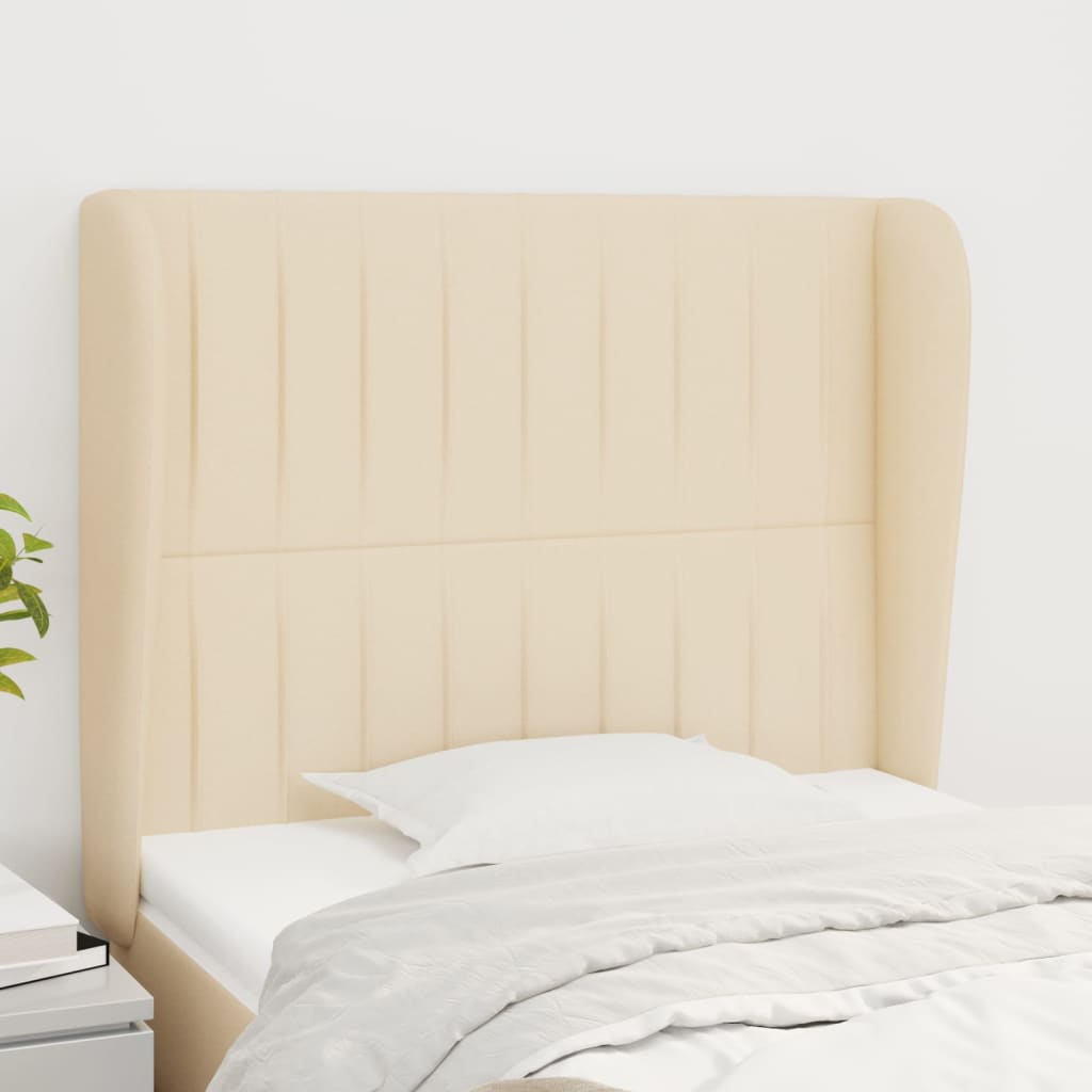 vidaXL Wingback Headboard Cream 83x23x118/128 cm Fabric